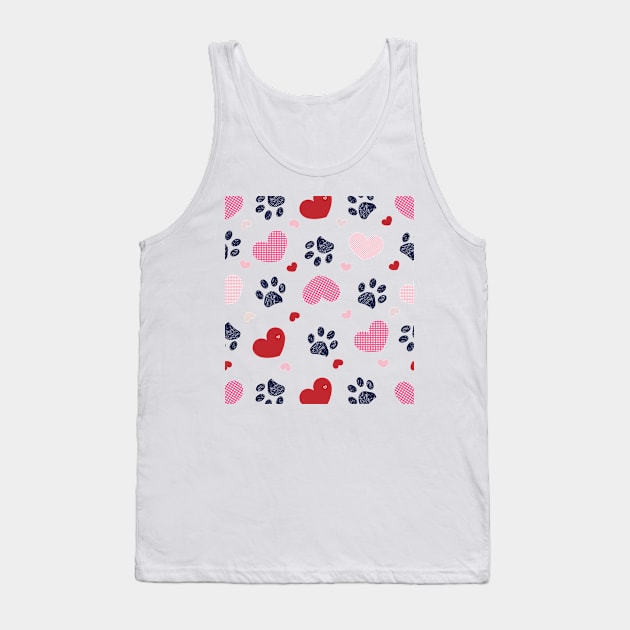 Plaid pink red hearts and doodle paw print Tank Top by GULSENGUNEL